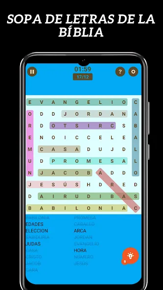 Sopa de Letras de la Bíblia [MOD: pistas ilimitadas y niveles desbloqueados] Screenshot 1