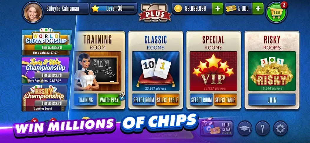 101 Okey Plus Rummy Board Game [MOD: безлимитные монеты и разблокированы функции] Screenshot 1