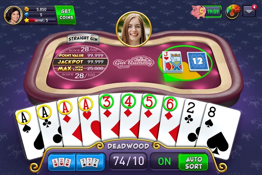 Gin Rummy Plus: Fun Card Game [MOD: безлимитные фишки и бонусы] Screenshot 1