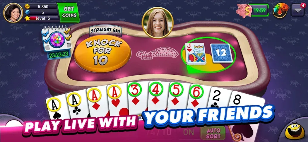 Gin Rummy Plus: Fun Card Game [MOD: безлимитные фишки и бонусы] Screenshot 3