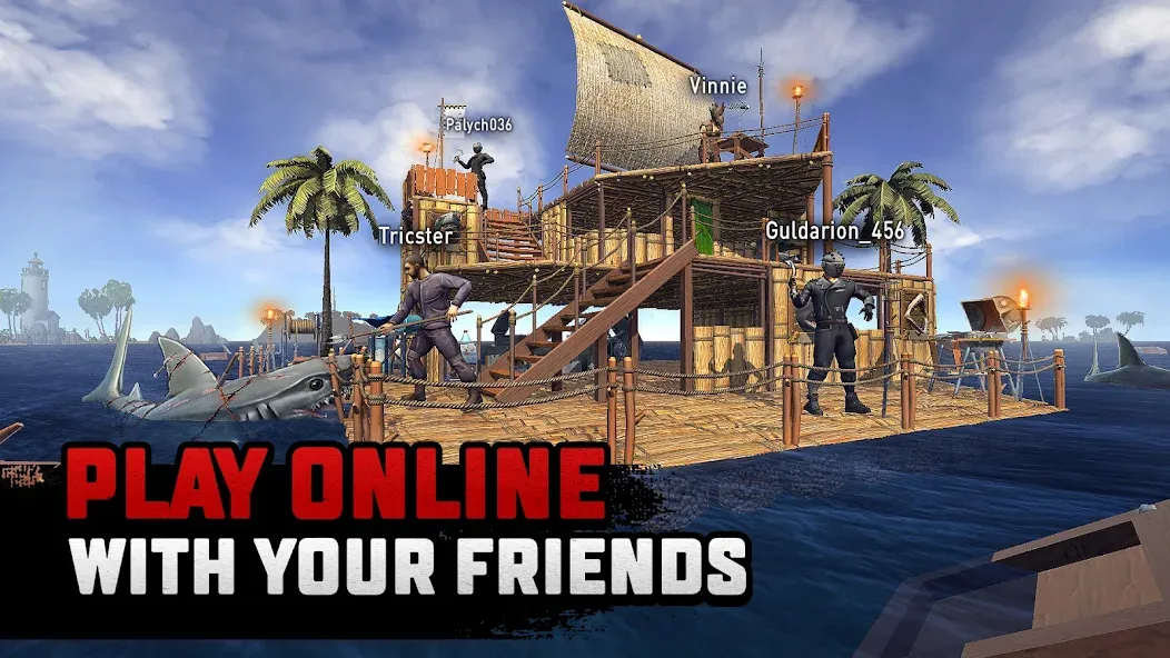 Raft® Survival: Multiplayer [MOD: безлимитные ресурсы и открыты все уровни] Screenshot 4