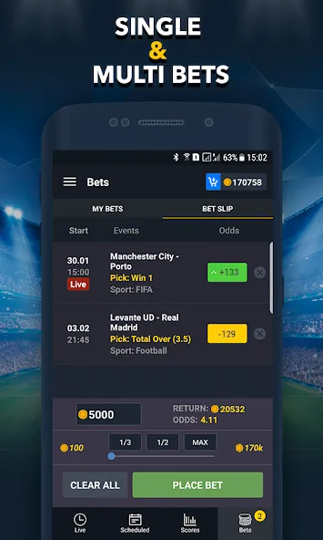Sports Betting Game - BETUP [MOD: безлимитные ставки и высокий выигрыш] Screenshot 5