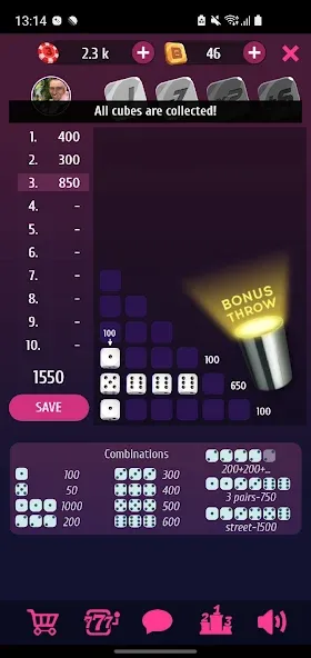 Farkle Pro - 10000 dice game [MOD: безлимитные броски и очки] Screenshot 3