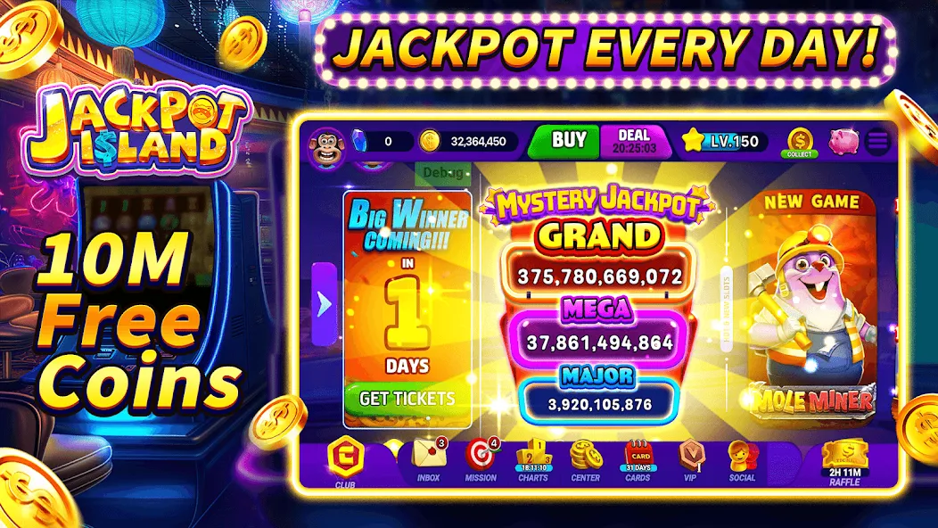 Jackpot Island - Slots Machine [MOD: безлимитные монеты и бонусы] Screenshot 1