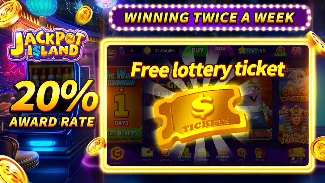 Jackpot Island - Slots Machine [MOD: безлимитные монеты и бонусы] Screenshot 2
