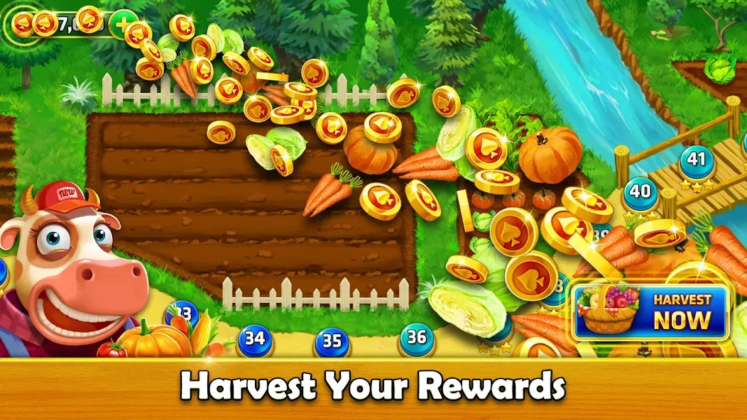 Solitaire Tripeaks - Farm Trip [MOD: безлимитные монеты и все уровни] Screenshot 4