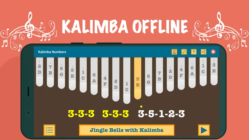 Kalimba App With Songs Numbers [MOD: все песни и ноты открыты] Screenshot 2
