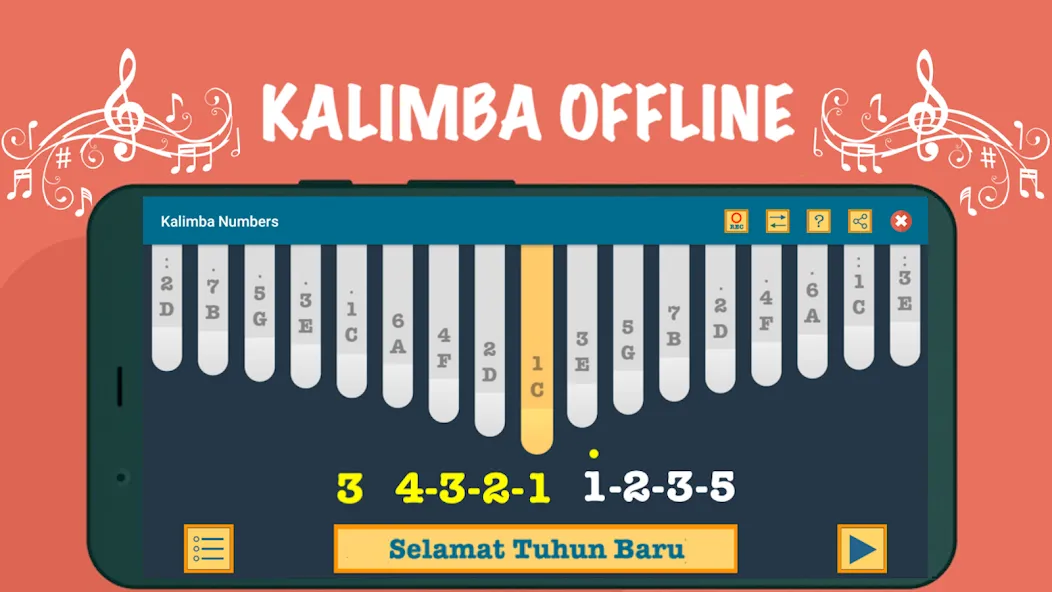 Kalimba App With Songs Numbers [MOD: все песни и ноты открыты] Screenshot 3