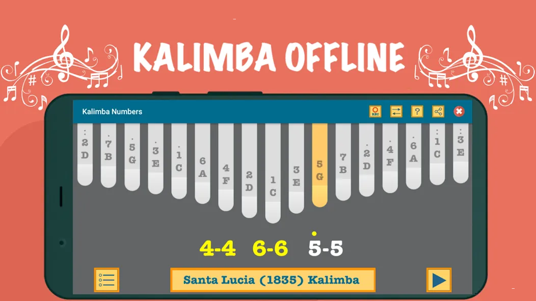 Kalimba App With Songs Numbers [MOD: все песни и ноты открыты] Screenshot 4