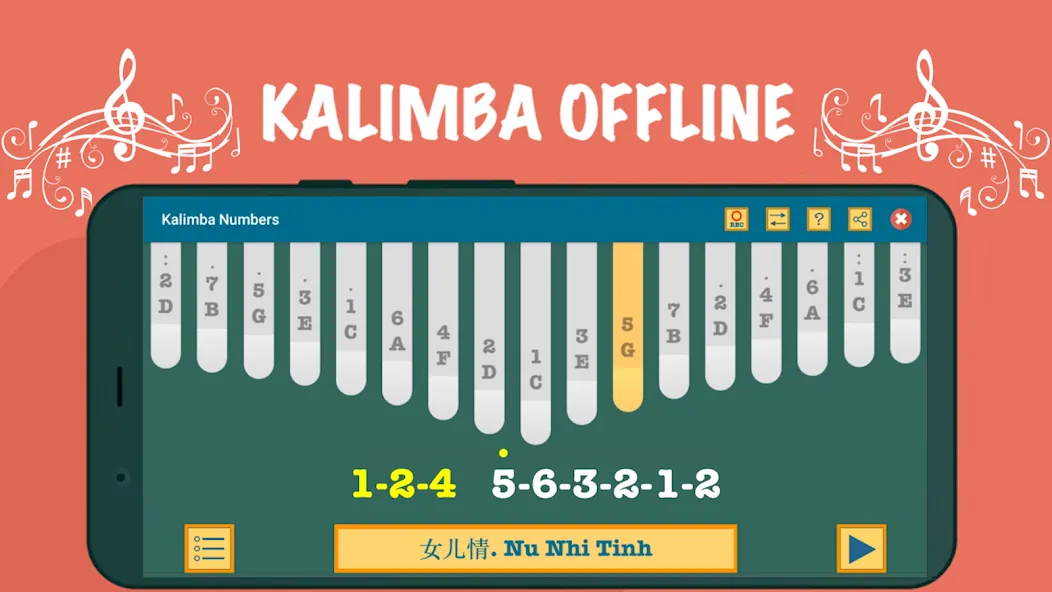Kalimba App With Songs Numbers [MOD: все песни и ноты открыты] Screenshot 5