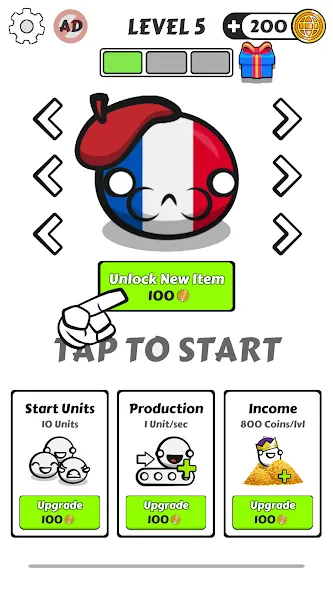 Country Balls Io: Battle Arena [MOD: безлимитные деньги и усиленные персонажи] Screenshot 2