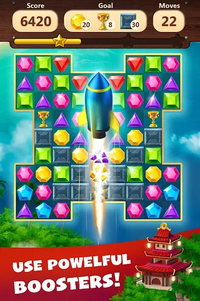 Jewels Planet - Match 3 Puzzle [MOD: без рекламы и бесконечные жизни] Screenshot 4