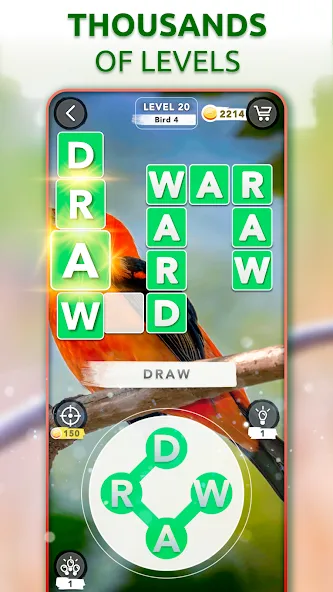 Word Connect - Words of Nature [MOD: безлимитные подсказки и открытые уровни] Screenshot 1